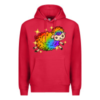 Cardinal rainbow sheep with star Premium Hoodie - texasbilliewilder