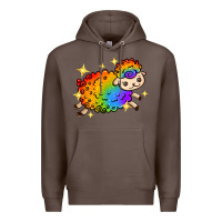 Coffee rainbow sheep with star Premium Hoodie - texasbilliewilder