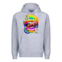 Rainbow Lips With Daisies Premium Hoodie | Teevron