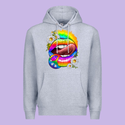 Rainbow Lips With Daisies Premium Hoodie Designed By Texasbilliewilder