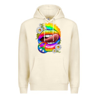 Sandshell rainbow lips with daisies Premium Hoodie - texasbilliewilder