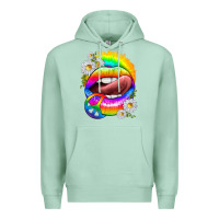 Seafoam rainbow lips with daisies Premium Hoodie - texasbilliewilder