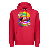Cardinal rainbow lips with daisies Premium Hoodie - texasbilliewilder