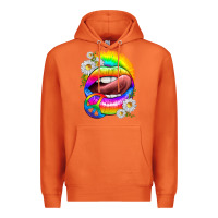 Carrot rainbow lips with daisies Premium Hoodie - texasbilliewilder