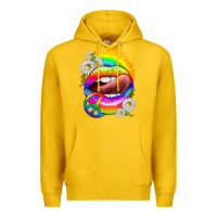 Lemon rainbow lips with daisies Premium Hoodie - texasbilliewilder