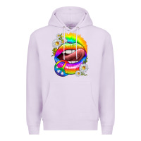 Lilac rainbow lips with daisies Premium Hoodie - texasbilliewilder