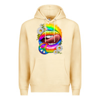 Pina Colada rainbow lips with daisies Premium Hoodie - texasbilliewilder