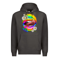 Smoke rainbow lips with daisies Premium Hoodie - texasbilliewilder