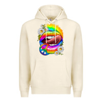 Tofu rainbow lips with daisies Premium Hoodie - texasbilliewilder