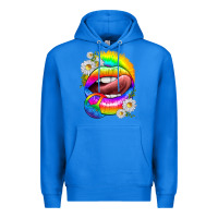 True Royal rainbow lips with daisies Premium Hoodie - texasbilliewilder