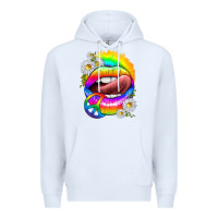 White rainbow lips with daisies Premium Hoodie - texasbilliewilder
