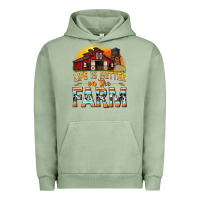 Pigment Oil Green life is better on the farm with barn Urban Hoodie - texasbilliewilder