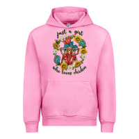 Fuchsia Pink just a girl who loves chicken with sunflowers and gemstone Urban Hoodie - texasbilliewilder