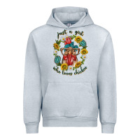Heather Grey just a girl who loves chicken with sunflowers and gemstone Urban Hoodie - texasbilliewilder