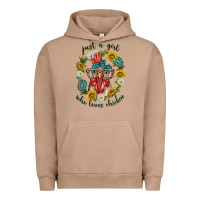 Pigment Burro just a girl who loves chicken with sunflowers and gemstone Urban Hoodie - texasbilliewilder