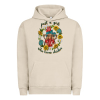 Pigment French Oak just a girl who loves chicken with sunflowers and gemstone Urban Hoodie - texasbilliewilder