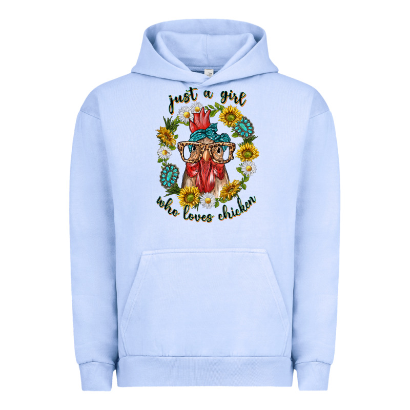 Just A Girl Who Loves Chicken With Sunflowers And Gemstone Urban Hoodie by texasbilliewilder | Teevron
