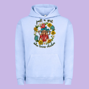 Just A Girl Who Loves Chicken With Sunflowers And Gemstone Urban Hoodie Designed By Texasbilliewilder