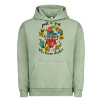 Pigment Oil Green just a girl who loves chicken with sunflowers and gemstone Urban Hoodie - texasbilliewilder