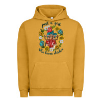 Pigment Peanut Butter just a girl who loves chicken with sunflowers and gemstone Urban Hoodie - texasbilliewilder