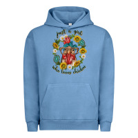 Pigment Pebble Blue just a girl who loves chicken with sunflowers and gemstone Urban Hoodie - texasbilliewilder