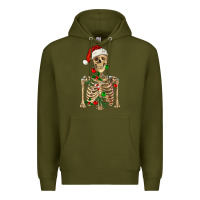 Army Green Christmas Skeleton Premium Hoodie - RanaPortraitStore