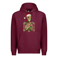 Burgundy Christmas Skeleton Premium Hoodie - RanaPortraitStore
