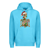 Ocean Blue Christmas Skeleton Premium Hoodie - RanaPortraitStore