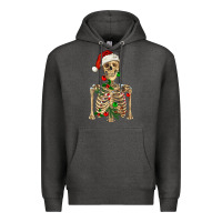 Charcoal Heather Christmas Skeleton Premium Hoodie - RanaPortraitStore