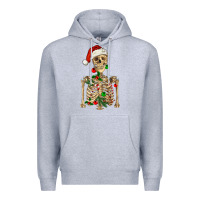 Heather Grey Christmas Skeleton Premium Hoodie - RanaPortraitStore