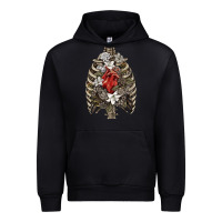 Black Skeleton Rib Cage Heart Urban Hoodie - RanaPortraitStore