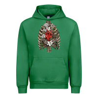 Emerald Skeleton Rib Cage Heart Urban Hoodie - RanaPortraitStore