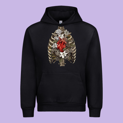 Urban Hoodie Skeleton Rib Cage Heart