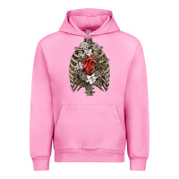 Fuchsia Pink Skeleton Rib Cage Heart Urban Hoodie - RanaPortraitStore
