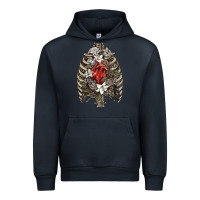 Navy Skeleton Rib Cage Heart Urban Hoodie - RanaPortraitStore