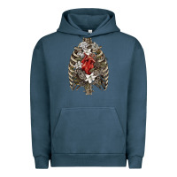 Pigment Midnight Navy Skeleton Rib Cage Heart Urban Hoodie - RanaPortraitStore