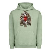 Pigment Oil Green Skeleton Rib Cage Heart Urban Hoodie - RanaPortraitStore