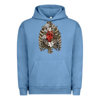 Pigment Pebble Blue Skeleton Rib Cage Heart Urban Hoodie - RanaPortraitStore
