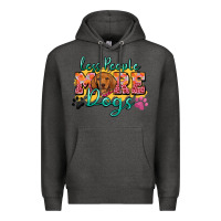 Charcoal Heather less people more dogs Premium Hoodie - Zillion Design Studio
