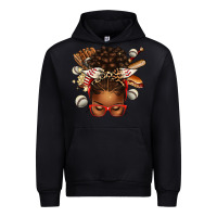 Black baseball afro messy bun Urban Hoodie - texasbilliewilder