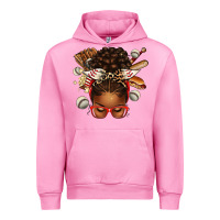 Fuchsia Pink baseball afro messy bun Urban Hoodie - texasbilliewilder