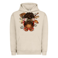 Pigment French Oak baseball afro messy bun Urban Hoodie - texasbilliewilder