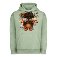 Pigment Oil Green baseball afro messy bun Urban Hoodie - texasbilliewilder