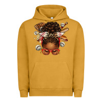 Pigment Peanut Butter baseball afro messy bun Urban Hoodie - texasbilliewilder