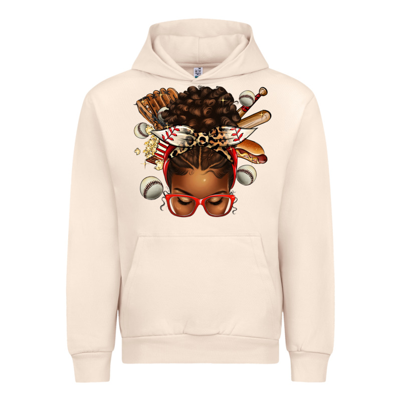 Baseball Afro Messy Bun Urban Hoodie by texasbilliewilder | Teevron