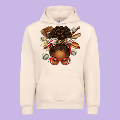 Urban Hoodie baseball afro messy bun