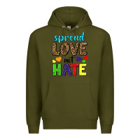 Army Green spread love not hate Premium Hoodie - texasbilliewilder