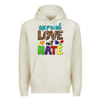 Oatmeal Heather spread love not hate Premium Hoodie - texasbilliewilder