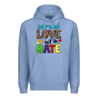 Colony Blue spread love not hate Premium Hoodie - texasbilliewilder