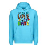 Ocean Blue spread love not hate Premium Hoodie - texasbilliewilder